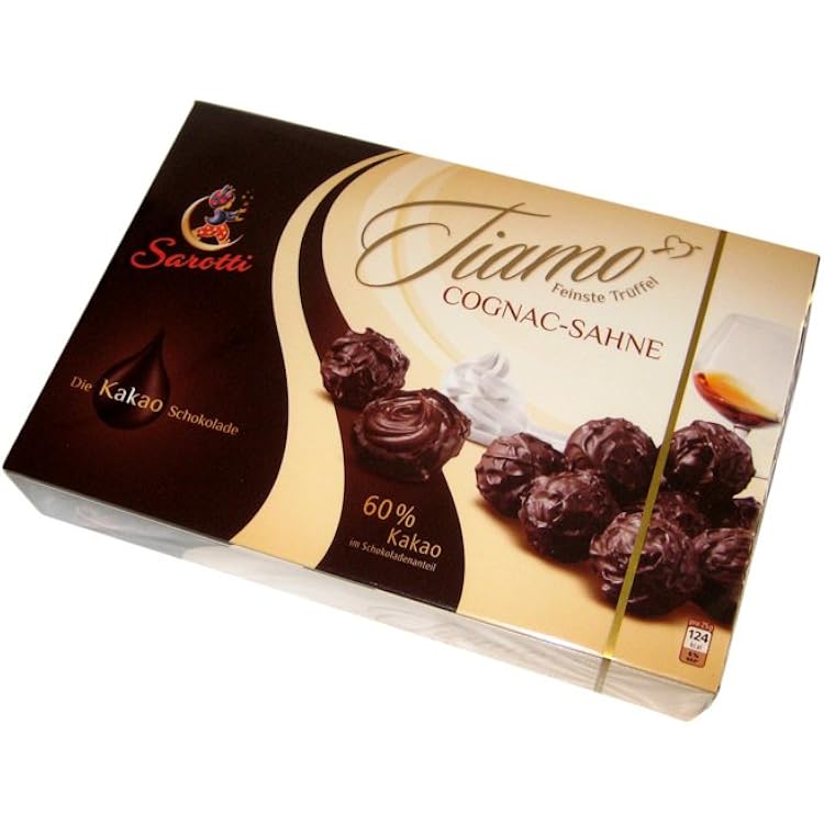 Pralinen Geschenk Sarotti Tiamo Trüffel – Dunkler Marc De Champagne, 125g Packung, Edle Pralinen Belgische Pralinen