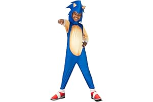Rubies Disfraz Sonic The Hedgehog clásico para niños y niñas, Jumpsuit con cubrebotas y accesorio para la cabeza, Licencia Oficial Sega Sonic para Navidad, Carnaval, Halloween, cumpleaños