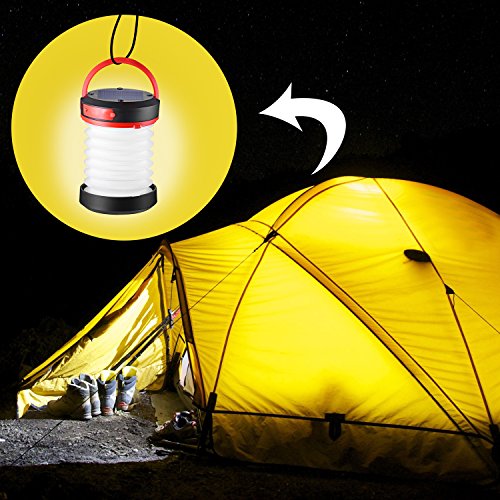Liqoo® LED Campinglampe Solar Campingleuchte Camping Zelt Laterne Wasserdicht Faltbar Tragbar Zusammenklappbar Taschenlampe mit SOS und Power Bank Funktion, mit USB und Solarpanel aufgeladen - 8