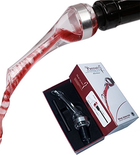 Aireador de vino para vertedor de vino, de acero inoxidable, accesorios de vino para senderismo, camping o fiesta, regalo perfecto (plata)