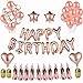 Produktbild EKKONG Deko Geburtstag, Party Deko mit Happy Birthday Banner,15 Latex Ballons ,5 Rosegold Konfetti Luftballons, 4 Sterne Herz Folie Ballons, 10 Folierte Tassel Garland, 30m goldene Schnur