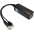 Revotech Gigabit Type C PoE Splitter 5V 3A, IEEE 802.3af/at Standard, 10/100/1000Mbps Type C Power Over Ethernet Splitter With RJ45 port and TYPEC port(TYPEC0503G Black)