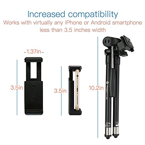Fotopro 39.5 Pollici Treppiede di Cellulare Treppiede di Fotocamera in Alluminio Supporto di Fotocamera Portabile con Telecomando Bluetooth e Clip da Montare Smartphone per Riprese in Esterno, Viaggio o Creazione di Youtube Video, ecc (Argento)