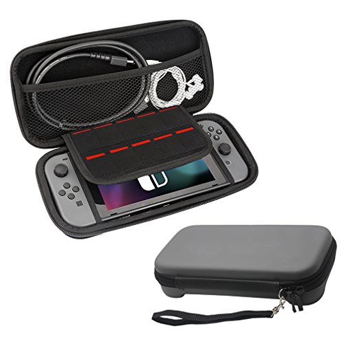 Preisvergleich Produktbild Lucklystar® Tasche für Nintendo Switch Hülle Schutztasche Schutzhülle Zipper Schale Schutz Case Bag Cover Mit Größerem Speicherplatz Switch mit großen Stauraum für Spiele-Adapter Spannungswandler Tintenpatronen oder andere Zubehör Paket für Nintendo Switch Grau 1PCS