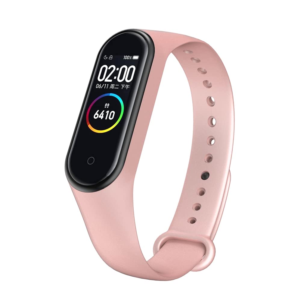 Hadwin Smart Band M4 Fitness Band, 1.1-inch Color Display, USB Charging, Activity Tracker, Men and Women Health Tracking, Compatible All Androids iOS Phone (Pink)