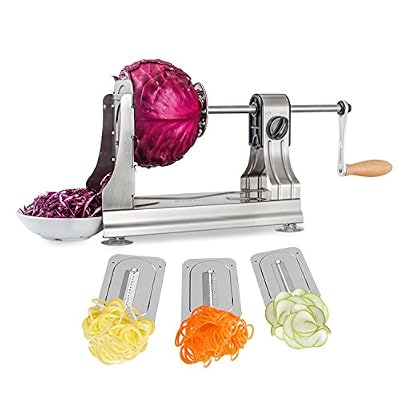 WellToBE Spiraliseur WellToBe Coupe-légumes Spirale végétale-3 lames - Courgette Pâtes et nouilles Spaghetti Spiralizer améliorée Spiraliser Spiral Slicer Maker