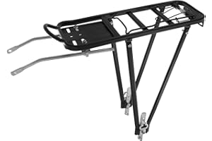 MidGard Portaequipajes trasero para bicicleta de aleación de aluminio, con soporte de luz trasera, ajustable para bicicletas de 26 a 28 pulgadas, soporte trasero de montaña soporta hasta 25 kg