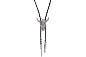 COOLLA Bolo slips- Handgjord Bull Western Cowboy Svart Vintage Turkos Hänge för Kvinnor, Män