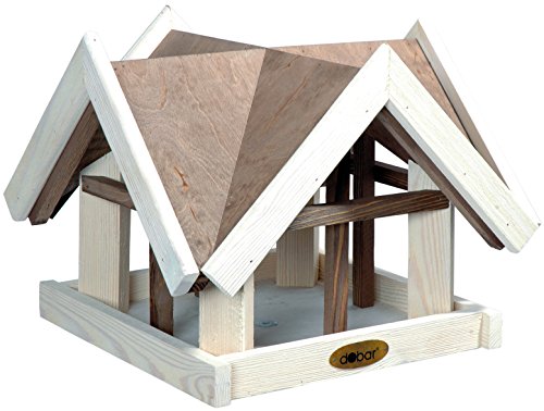 Luxus-Vogelhaus 47880e Aufwendiges Vogelhaus im "Antikfinish"-Design (gescratcht) aus lasiertem Kiefernholz mit 4 Giebeln, braun/weiß