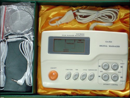 Digitales Reizstromgerät & Magnetfeldtherapie EA-F21 – 4 Therapien in einem Gerät – inkl. Massage-Slipper, vielen Elektroden, Thermo-Therapiegurten und weiterem umfangreichen Zubehör - 3