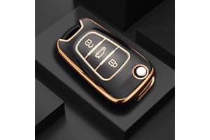 ontto TPU etui na kluczyki samochodowe pasuje do Hyundai i10 i20 i30 ix20 ix35 i Kia Ceed Soul Sportage Venga pilot Cover brelok etui ochronne etui na klucze, 3 przyciski czarne