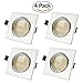 Produktbild LED Recessed Light Pivoting ,Exchangeable GU10 Bulb 5 Watt ,450 Lumen,Warm White,Stainless Steel Brushed Square Ceiling Light Set of 4