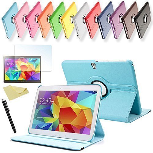 SVS 3in1 SET Tab S 10.5 360° Schutzhülle + Folie + Pen Samsung Galaxy Tab S SM-T800 / T801 / T805 Tasche Etui (Hellblau)