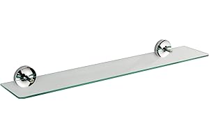 ‎WENKO WENKO Power-Loc® Glas Wandablage Arcole - Badregal, Befestigen ohne bohren, Kunststoff (ABS), 60 x 5.8 x 13 cm, Chrom