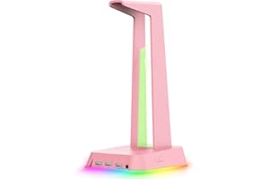 AJIJAR RGB-Headset-Ständer Mit 3.5-mm-AUX-und 3 USB-2.0-Anschlüssen, Gaming-Headset- Ständer Mit Rutschfester Gummibasis