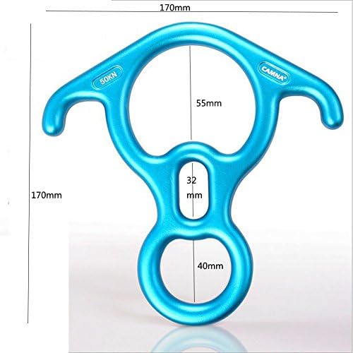 8 Descender 50KN Rescue,Outdoor Rock Climbing Rappelling Gear Belay Tool Rigging Plate,Blue