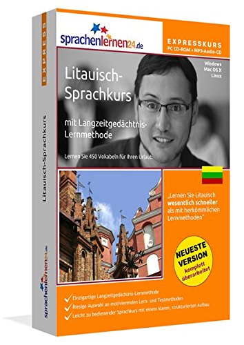 Preisvergleich Produktbild Litauisch-Expresskurs mit Langzeitgedächtnis-Lernmethode von Sprachenlernen24: Fit für die Reise nach Litauen. Inkl. Reiseführer. PC CD-ROM + MP3-Audio-CD für Windows 10,8,7,Vista,XP / Linux / Mac OS X