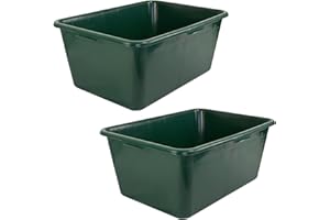 2 x Wildwanne Wanne Gross Lebensmittelecht XXL Groß Eckig 90 Liter Kunststoffwanne Plastikwanne Kunststoff Behälter Garten Wassertrog rechteckig Grün Petigi