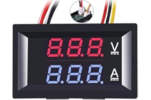 Greluma 1 Pieza Voltímetro amperímetro digital de 0,28", DC 100 V, 10 A, medidor de voltaje y corriente, pantalla LED dual azul y roja de 0,28 pulgadas y 3 bits