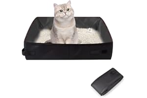 KIMUWOTE Lettiera Pieghevole per Gatti, Toilette per Gatti Portatile Leggera Impermeabile e Morbida, Portatile per Auto per Gatti, per Viaggio, All'aperto(Nero)