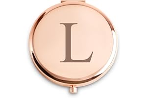 QUSTGO Personalized Gift Monogrammed Initial Compact Mirror for Women Girls Her Friends Mum Wife Sister Daughter, Custom Small Mirror for Christmas Secret Santa Stocking Fillers Graduation Birthdays