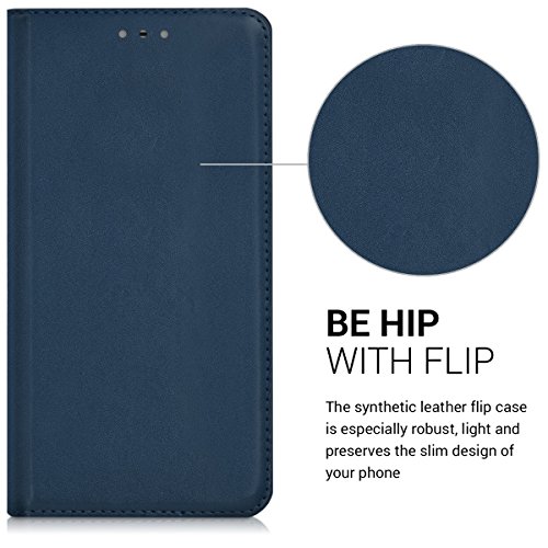 kwmobile Funda para ZTE Nubia N1 - Carcasa para m  vil de  Cuero sint  tico  - Case  Plegable  en  Azul Oscuro 