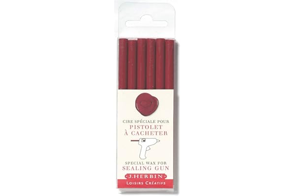 Herbin 35826T - Un paquet de 6 batons de cire spéciale pour pistolet, Bordeaux, 15.40 x 4.50 x 1