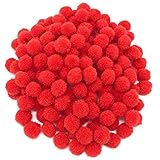 Rote Pompons. Wedding Touches Mini-Pompons, klein, flauschig, handgefertigte Dekorationen, 10 mm, rot, Textil, rot, 10 mm