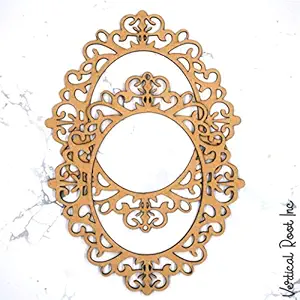 Vertical Root Inc | Pack of 2 Unfinished Wood MDF Oval Mirror Photo Frame Cutout 9 x 8 INCH Craft DIY Projects, Art Class, Home Decoration, Embellishment