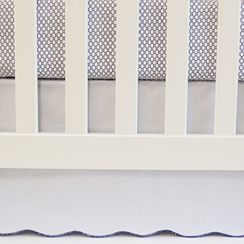Oliver B Crib Skirt with Scalloped Trim, White/Navy