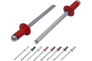 MARCOPOL Lot de 100 rivets aveugles peints 4 x 8 mm Tête bombée DIN 7337 Rivet en aluminium et mandrin en acier Rivets pop (100, rouge flamme RAL 3000)