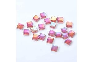 BTMIEY Mixed Color Crystal Mosaic Tiles,200pcs/bag Square Glass Mosaic Tiles for DIY Crafts Supplier Laser Crystall Mosaic Tile Creative Art Material (Pink)