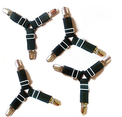 Angelkiss 4St. Verstellbare Elastische 3-Way Betttuchspanner Triangle Bettlakenspanner Spannbetttuch Halter Spanner mit Metallklammern für Bettlaken