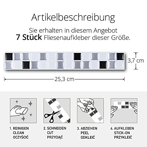 Grandora W5288 Mosaik Fliesenaufkleber 3D-Effekt große Auswahl Wandaufkleber Küche Bad Fliesendekor Folie selbstklebend Design 3 - 3