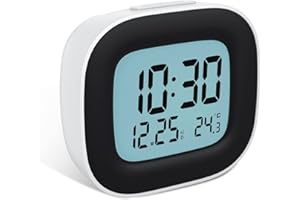 HOMVILLA Alarm Clock, Bedside Alarm Clocks Battery Operated - Digital Clock with Temperature Display, Snooze Function and Backlight for Travel, Bedroom