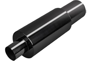 Krtopo 2.5"/63MM Inlet Car Exhaust Muffler - Silencer Stainless Steel Diesel Exhaust Resonator Turbo Sound Muffler Tip 2.5Inch 18.9" Length Universal Straight for Sedan SUV Truck Vehicle(All Black)