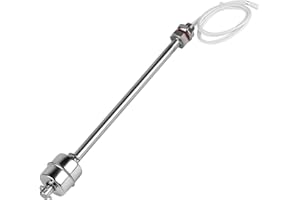 EXLECO Edelstahl Schwimmerschalter 200mm Vertikaler Wasserstandssensor M10 Wasserstandsregler 0~230V Füllstandsregler Füllstandsensor Flüssigkeit Flüssigkeitsstandssensor für Wasserpumpe Pool Teich