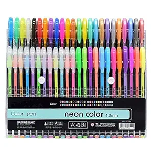 Amitasha 48 Pcs Neon Color Gel Pen Set For Coloring Kids Sketching Painting Drawing