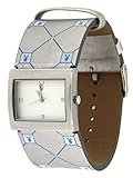 Playboy Damenuhr nur Zeit mit Lederband grau mit Aufdruck playboy