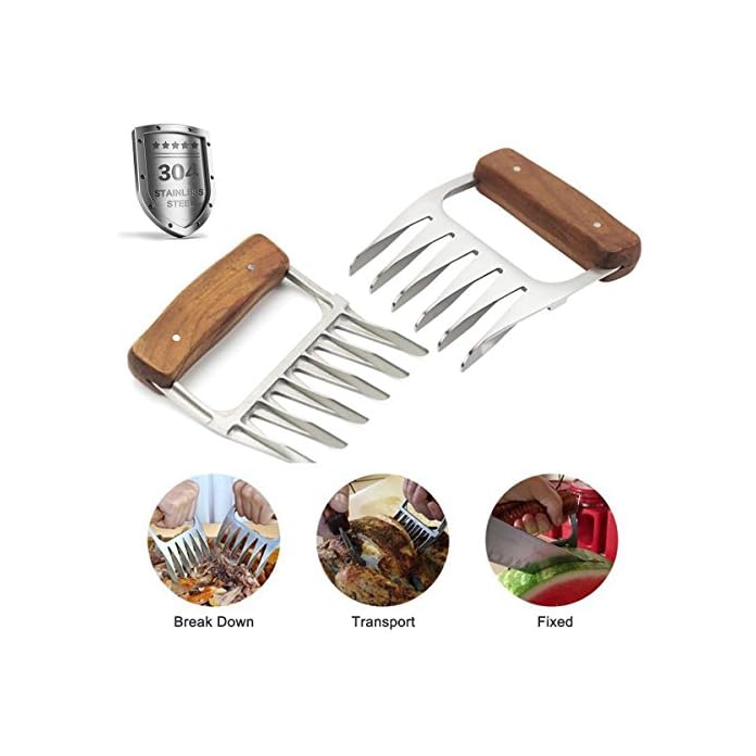 Meat Claws 1 Paar Edelstahl Pulled Pork Krallen Fleischkrallen Mit Wooden Handle Fleischgabel Bbq Grill Party Gabeln Fr Gebratenes Fleisch