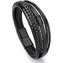 Classico Braccialetto Totem Massonico In Pelle Intrecciata Da Uomo Con Ciondolo Con Chiusura Magnetica, Regalo Di Gioielli - Foto 13