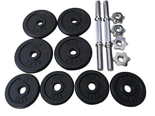 Gewichte-Set, olympisch, aus Gusseisen, 20 kg, Schwarz - 2