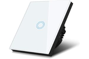 Interruptor de luz táctil, simple, vidrio, blanco con botón redondo, dimensiones 86x86 mm, con iluminación de botón Maclean Energy MCE702W