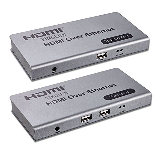 YINGLUN HDMI KVM über IP Extender Transmitter + Receiver 120m 365ft über Einzige CAT6 Ethernet Kabel befolgen TCP/IP Standard mit USB Port Netzteil