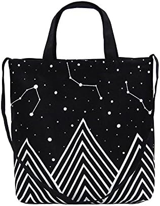 Canvas Tote Bag Black Printed Design with Handles