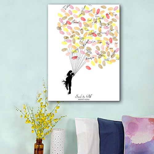 Takalao Personalisierte Fingerabdruck Leinwand druckt – Guest Book Signatur Fingerabdruck – neue Leute unter den Ballon , Standard , 60*80 - 4