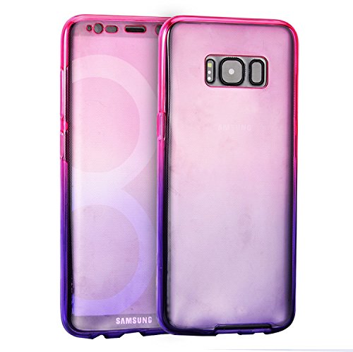 Samsung Galaxy S8 Plus Frontal Back Doble Funda de Silicona TPU  Vandot Degradado Color Ultra Delgada Slim Delantera   Trasera Funda Suave Carcasa de Gel Silicona Transparente Protective Full Body Smart Cover para Samsung Galaxy S8 Plus  Galaxy S8   SM-G9  Gradiente Rojo P  rpura