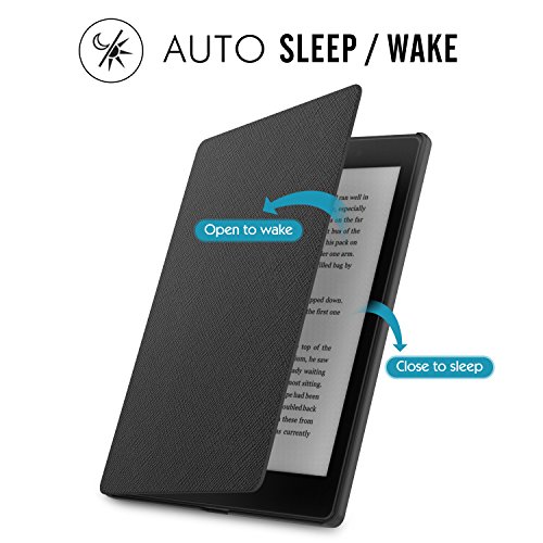 MoKo Kobo Aura One 7.8 Hülle – Ultra Lightweight Slim PU Tasche Smart Shell Case Cover mit Standfunktion für Kobo Aura One 7.8″ e-Reader 2016, Schwarz (mit Auto Schlaf / Wach Funktion) - 4