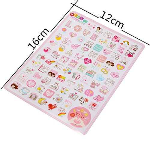 4 Blatt Niedlichen Mini Sticker Planner Kalender Tagebuch Notizbuch Aufkleber Dekoration (LOVE) - 2