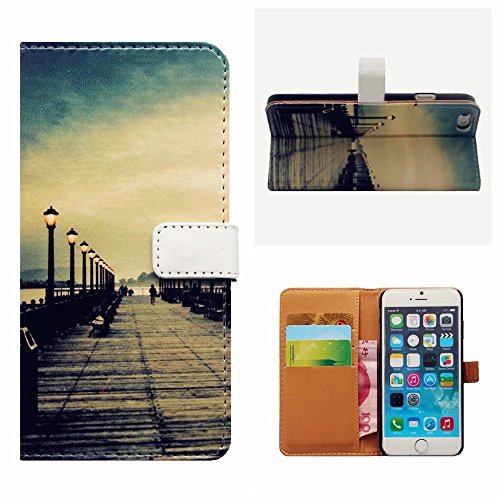 MUTOUREN iPhone 6 Plus/6S Plus Brieftasche Flip Case Cover – PU Leder Bookstyle Klapphülle Wallet Case für iPhone 6 Plus/6S Plus (5.5 Zoll) Portemonnaie Hülle Schutz Ultra Dünn Handy Tasche Geldboerse Schutzhülle – Lampen-Brücke und Straße + Metall Stylus Pen - 2